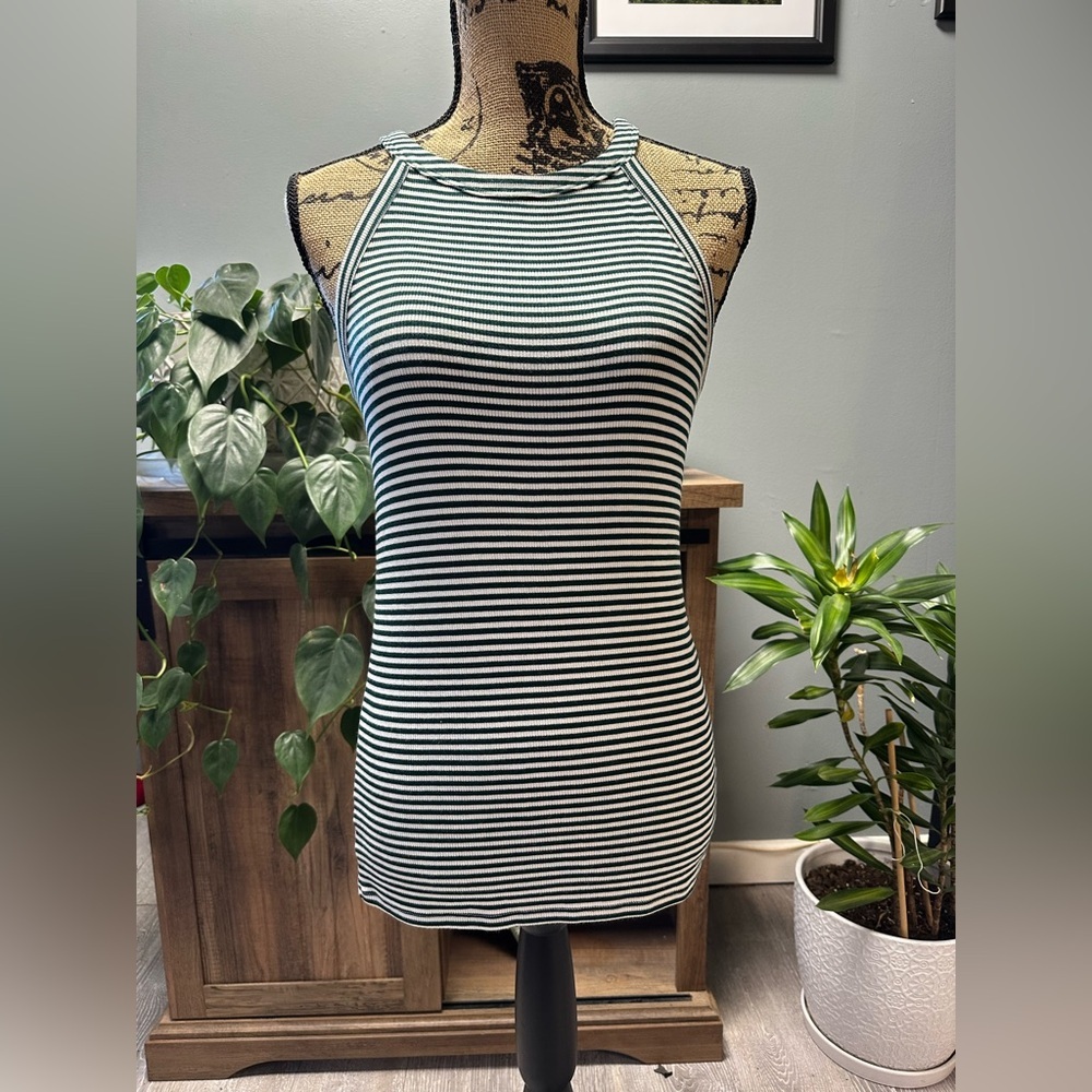 Loft green/white striped tank. Size small. NWT.